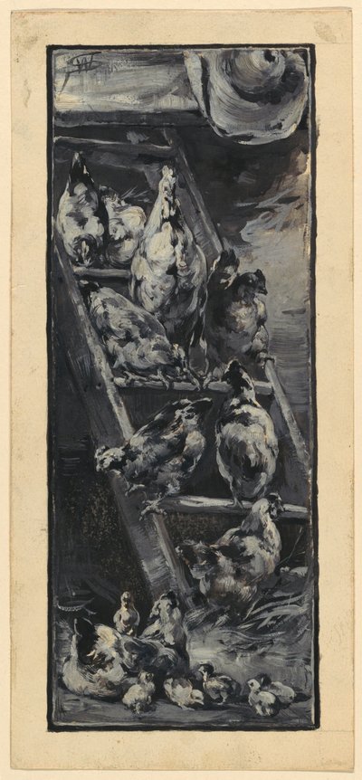 Tupp och kycklingar av Walter Shirlaw