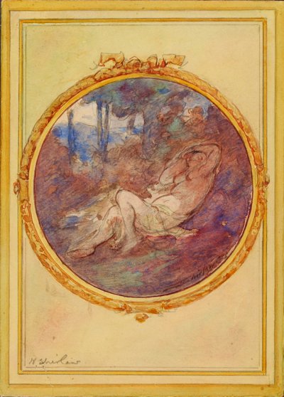 Figur Studie för dekorativ panel av Walter Shirlaw