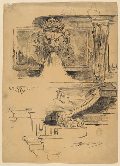 Studie av en fontän, Italien av Walter Shirlaw