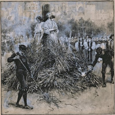 The Martyrdom of Robert Testwood (akvarell på papper) av Walter Stanley Paget