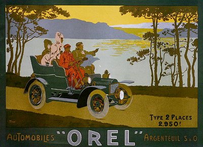 Annons för Orel-bilar (färg litho) av Walter Thor