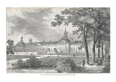 Gamla Betlems sjukhus. Moorfields omkring 1750, 1878 av Walter Thornbury