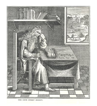 Eremiten på Grub Street. Från en bild publicerad av Richardson, 1878 av Walter Thornbury