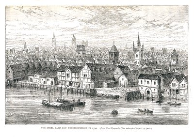The Steel Yard Iron Wharf and Neighborhood 1540. Vid floden, 1878 av Walter Thornbury