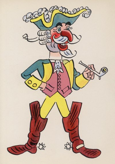 Figurer från barnböcker: Baron Münchhausen (färglitografi) av Walter Trier
