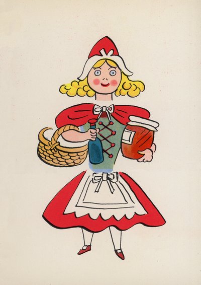 Figurer från barnböcker: Rödluvan (färglitografi) av Walter Trier