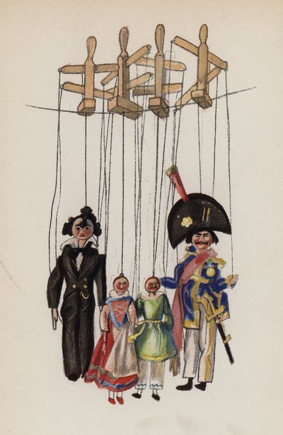 Gammal leksak målad av Walter Trier (färglitografi) av Walter Trier