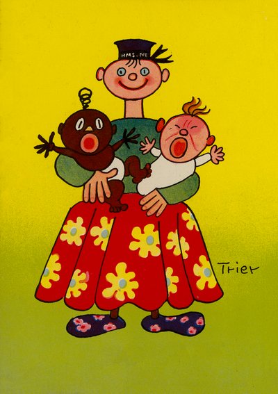 En av Walter Triers Crazy People (färglitografi) av Walter Trier