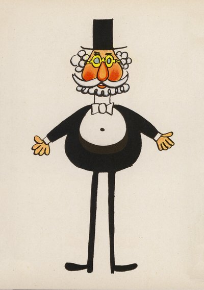 En av Walter Triers Crazy People (färglitografi) av Walter Trier