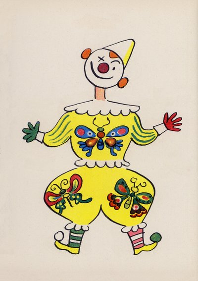 En av Walter Triers Crazy People (färglitografi) av Walter Trier