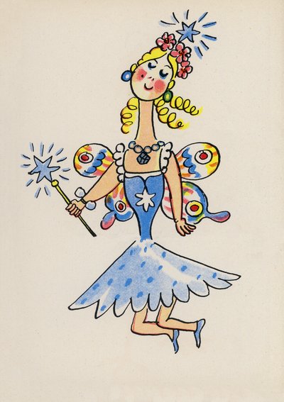 En av Walter Triers Crazy People (färglitografi) av Walter Trier