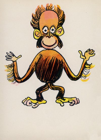 En av Walter Triers Crazy People (färglitografi) av Walter Trier