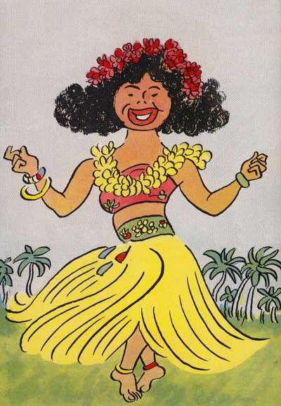 Walter Triers galna kostymer: Hawaii (färglitografi) av Walter Trier