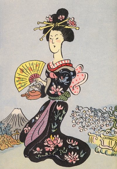 Walter Triers galna kostymer: Japan (färglitografi) av Walter Trier