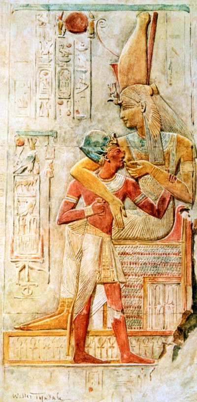 Egyptiska hieroglyfer, Abydos, Egypten, 1910 av Walter Tyndale