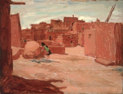 Adobe Village (olja på duk) av Walter Ufer