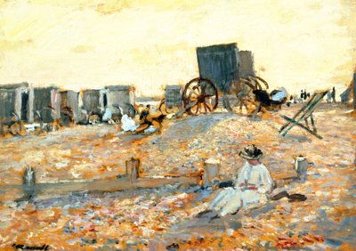 Strandscen (olja på panel) av Walter Westley Russell