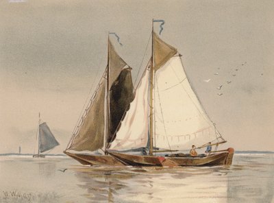 Holländska flasktillverkare vid Schelde (färglitografi) av Walter William May