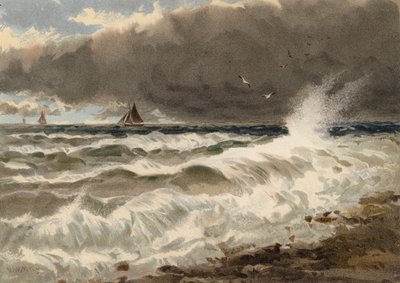 Studie av havet vid den franska kusten (färglitografi) av Walter William May