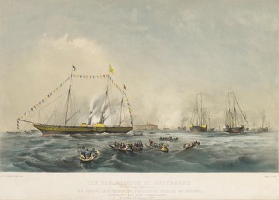 Prins Fredrik Vilhelm IV av Preussen (1795-1861) och hans hustru Elisabet av Bayern (1801-1873) gick ombord på fartyget Victoria and Albert i Gravesend, England, den 2 februari av Walter William May