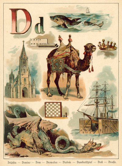 Bokstaven D (chromolitho) av Walter Zweigle