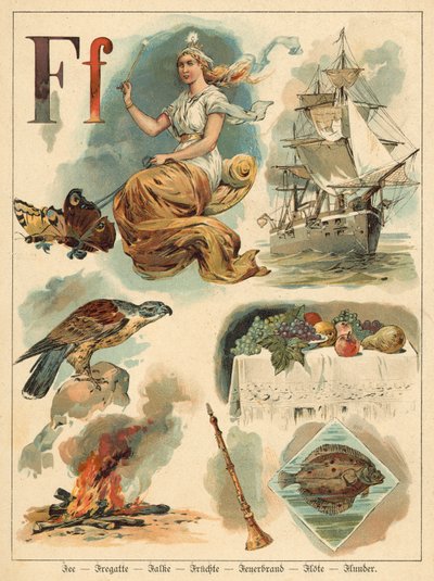 Bokstaven F (chromolitho) av Walter Zweigle