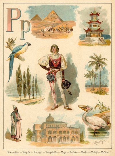 Bokstaven P (chromolitho) av Walter Zweigle