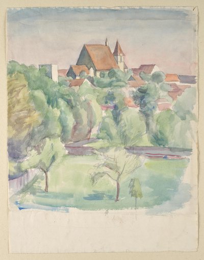 Landskap med kyrka av Walther Gamerith