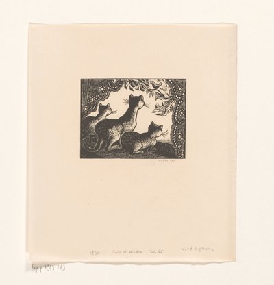 Tre katter i en fönsterram av Wanda Gág (signed by artist)