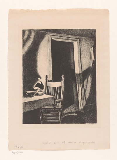 Interiör med lampljus av Wanda Gág (signed by artist)