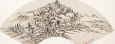 Landskap, daterad 1788. av Wang Chen