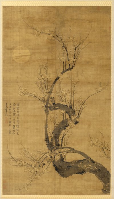 En Prunus i månskenet av Wang Mian