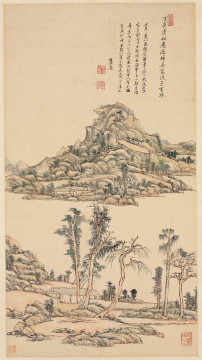 Landskap i Ni Zans färgstil, 1707. av Wang Yuanqi
