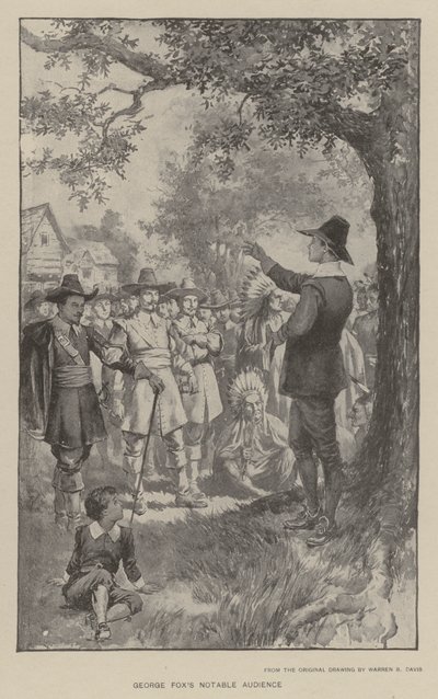 George Foxs anmärkningsvärda publik (litho) av Warren B. Davis
