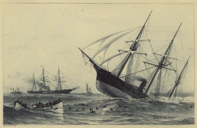 Sinking of the Alabama (litho) av Warren Sheppard
