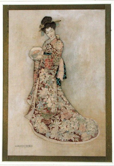 Geisha Girl (akvarell och guld på linne) av Warwick Goble