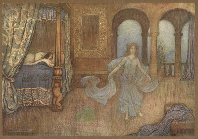 Fe som visar sig för prinsen, från Myrten. av Warwick Goble