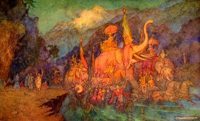 "The Return of the Heroes Slain in Battle", 1913. av Warwick Goble