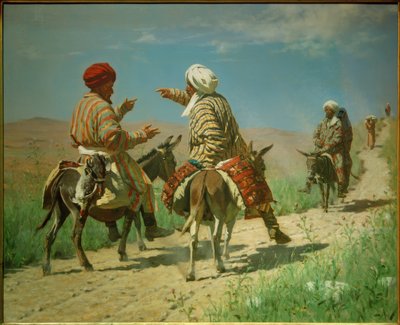 Mullah Ramin och Mullah Kerim slåss på väg till ... av Wassili W. Werestschagin