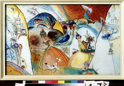 ""Ladies in Crinoline"" Akvarell av Vassily Kandinsky (eller Wassily Kandinsky eller Kandinskyj av Wassily Kandinsky