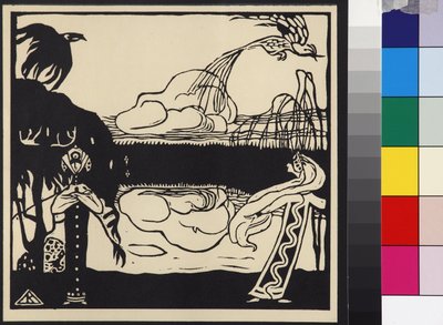 Deux oiseaux - Två fåglar (Zwei Voegel), av Kandinsky, Wassily Vasilyevich (1866-1944). Träsnitt av Wassily Kandinsky