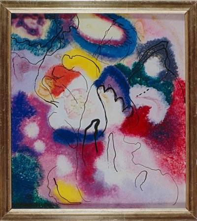 Glasmålning med en röd fläck av Wassily Kandinsky