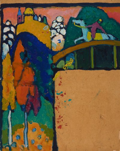 Landskap med ryttare på en bro av Wassily Kandinsky