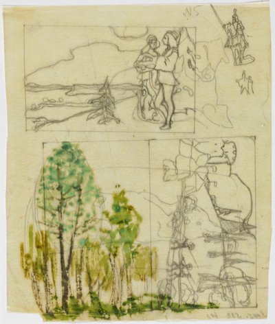 Skissblad med medeltida teman av Wassily Kandinsky