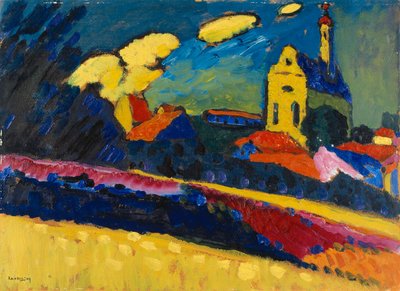 Studie för Murnau - Landskap med kyrka, 1909. av Wassily Kandinsky