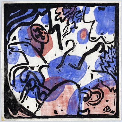 ""Tre ryttare i rött, blått och svart"" Målning av Wassily Kandinsky (eller Wassily Kandinski eller Kandinskij av Wassily Kandinsky