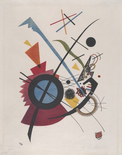 Violett, 1923 (litografi i rött, gult, blått och svart) av Wassily Kandinsky