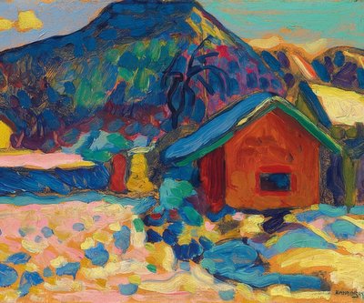 Vinterstudie med berg. 1908 av Wassily Kandinsky