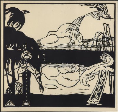 Två fåglar. 1907 av Wassily Kandinsky