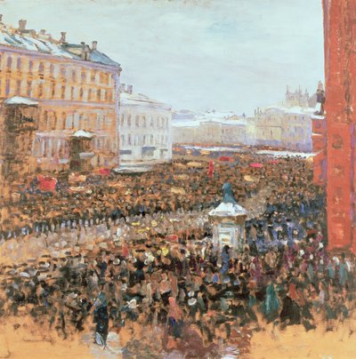Massdemonstration i Moskva 1917 av Wassily Meshkov